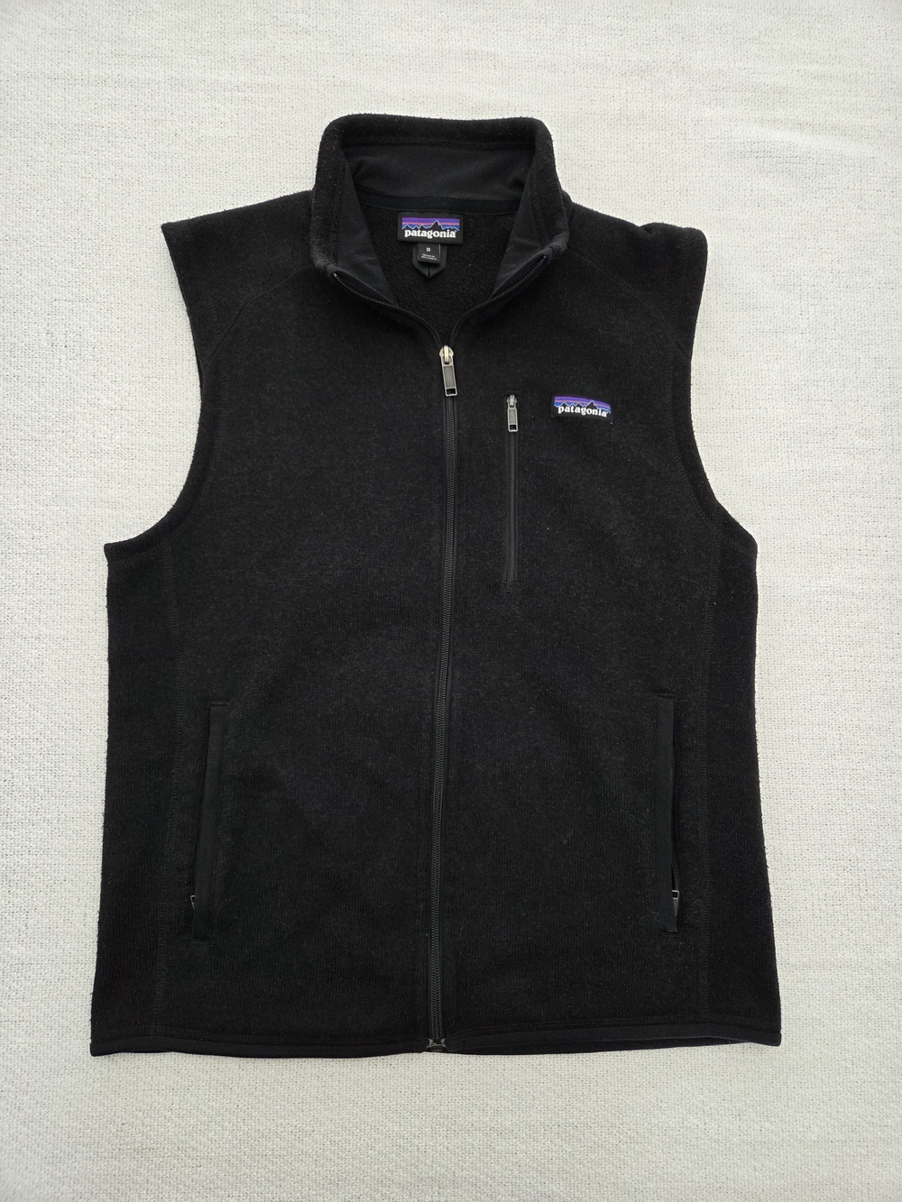 Patagonia Men’s Black Fleece Vest with Zip Chest Pocket